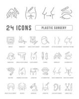 uppsättning linjära ikoner för plastikkirurgi vektor