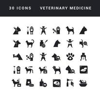 Reihe einfacher Symbole der Veterinärmedizin vektor