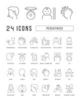uppsättning linjära ikoner för pediatrik vektor