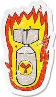 retro nödställda klistermärke av en tecknad flammande bomb vektor