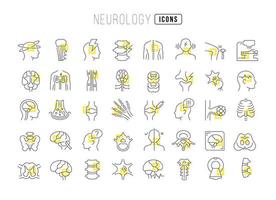 Reihe linearer Ikonen der Neurologie vektor