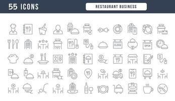 satz linearer symbole des restaurantgeschäfts vektor