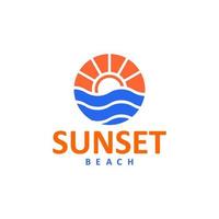 sunset beach logotyp för t-shirt design vektor