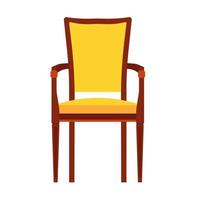 klassisk stol gul vektor ikon framifrån. möbler hem interiör isolerade. retro lyxrum sitta. tecknad soffa platt pall