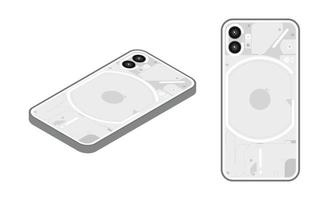 ingenting transparent smartphone som ser kretskortet inuti och har led ljus platt tecknad vektorillustration vektor