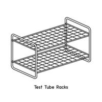 Diagramm der Reagenzglasgestelle aus rostfreiem Stahl für die Umrissvektorillustration des Versuchsaufbaus vektor