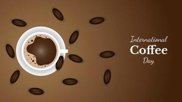 internationales kaffeetagesfahnendesign mit hölzernem hintergrund. Vektor-Illustration vektor