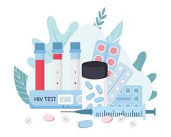 HIV-Testkonzept. hiv, aids-welttag, bewusstseinskonzept für krankheiten. Hintergrund für Poster, Web, Banner, Flyer usw. vektor
