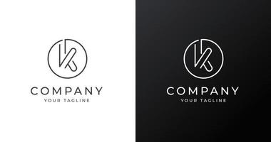 minimalistisk bokstaven k logotyp designmall med cirkelform, vektorillustration vektor