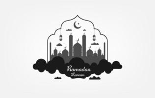 islamische grüße ramadan kareem kartendesign mit halbmond und laterne vektor