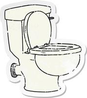 Distressed Sticker Cartoon Doodle einer Badezimmertoilette vektor