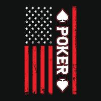 amerikanska flaggan med poker mall - t-shirt design, vektorgrafik vektor