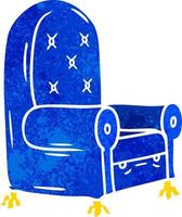 Retro-Cartoon-Doodle eines blauen Sessels vektor