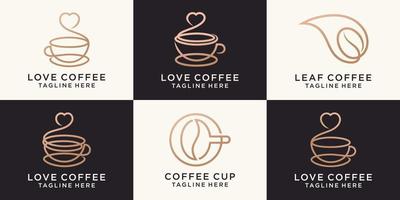 Kaffee-Liebe-Icon-Set Logo-Design-Vektor-Logo-Vorlage. vektor