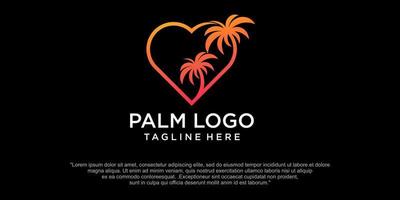 liebe das Palmenlogo mit einem kreativen modernen Konzept vektor