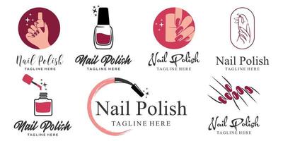 Nagelstudio oder Nagellack Icon Set Logo Design Vektor