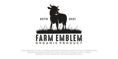 Kuhfarm-Logo-Design. Kuh-Vektor-Illustration vektor