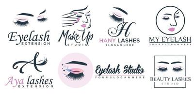 Schönheitssalon und Wimpern-Logo-Design vektor