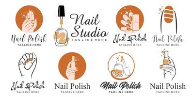 Nail-Logo-Kollektion mit kreativem und einzigartigem Elementkonzept vektor