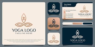 stiliserad mänsklig yoga form i abstrakt lotus symbol logotyp design vektor