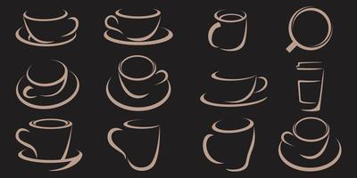 Kaffeetasse Symbolsatz Logo-Design-Vorlage. Vektor-Coffee-Shop-Etiketten. vektor