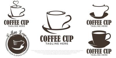 Kaffeetasse Symbolsatz Logo-Design-Vorlage. Vektor-Coffee-Shop-Etiketten. vektor