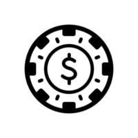 chip casino lucky roulette vegas svart siluett piktogram. poker cirkel chip glyfikon. mynt spela risk spel spel club platt symbol. pengaspel. isolerade vektor illustration.