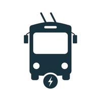 eco trolley buss framifrån siluett svart ikon. elektrisk trolleybus glyph piktogram. stopp station tecken för ekologi stad elektro transport ikon. isolerade vektor illustration.