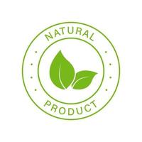 naturlig ekologisk produkt grön linje stämpel. kvalitetsklistermärke med färska naturliga ingredienser. miljövänlig hälsosam matmärkning. ren symbol. 100 procent naturcertifierad logotyp. vektor illustration.