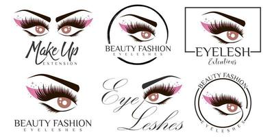 Beauty-Wimpern-Icon-Set Logo-Design-Vektor vektor