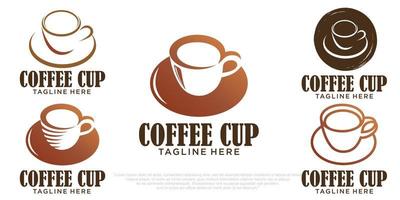 kaffe logotyp designmall kombination kopp och fat, enkel ikonuppsättning logotyper vektor