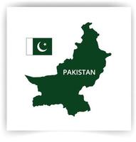 flagga av pakistan och pakistan karta på vit bakgrund vektor