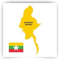 Myanmar-Birma-Flagge und Myanmar-Birma-Kartenvektor vektor