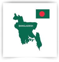 Bangladesch-Flagge isolierter Vektor und schwarze Bangladesch-Kartenvektorsilhouette