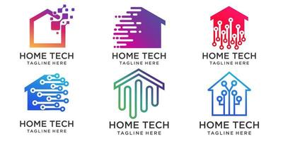 Haus-Technologie-Digital-Home-Icon-Set-Logo-Design-Vorlage vektor