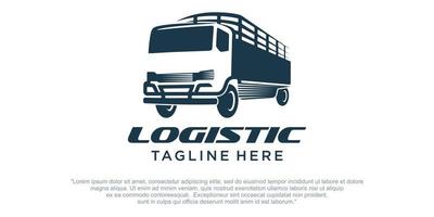 Logo mit LKW auf weißem Hintergrund, Monochrom-Stil vektor