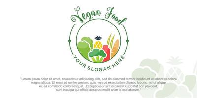 Gemüseladen-Kombination aus veganer und Obst-Logo-Vorlage vektor