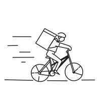 handritad doodle cykel leverans kurir illustration vektor