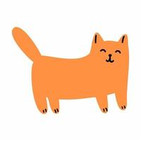 söt orange katt i doodle stil. vektor illustration på vit bakgrund.