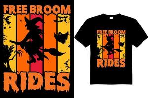 halloween gratis kvast rider t-shirt design vektor