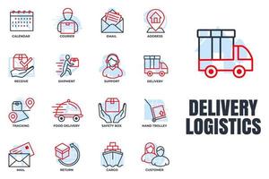 satz der lieferung versand symbol logo vektor illustration. Logistikpaket-Symbolvorlage für Grafik- und Webdesign-Sammlung