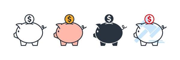 Sparschwein und Dollarmünze Symbol Logo Vektor Illustration. Symbolvorlage für Geschäftswachstum und Investitionen für Grafik- und Webdesign-Sammlung