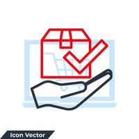 ta emot paket ikon logotyp vektorillustration. hand och box symbol mall för grafisk och webbdesign samling vektor