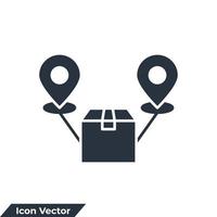 Verteilung Symbol Logo Vektor Illustration. Paketzustelllogistik-Service-Symbolvorlage für Grafik- und Webdesign-Sammlung