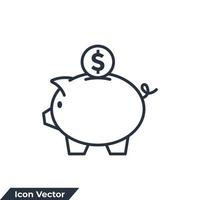 Sparschwein und Dollarmünze Symbol Logo Vektor Illustration. Symbolvorlage für Geschäftswachstum und Investitionen für Grafik- und Webdesign-Sammlung