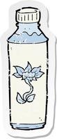 Retro-Distressed-Aufkleber einer Cartoon-Wasserflasche vektor