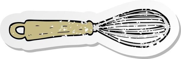 Retro beunruhigter Aufkleber eines Cartoon-Schneebesens vektor