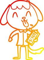 warme Gradientenlinie zeichnet niedlichen Cartoon-Hund vektor