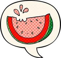 tecknad vattenmelon och pratbubbla i serietidningsstil vektor