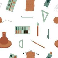 seamless mönster med verktyg för hobbyer och hantverk. platt stil. vektor illustration